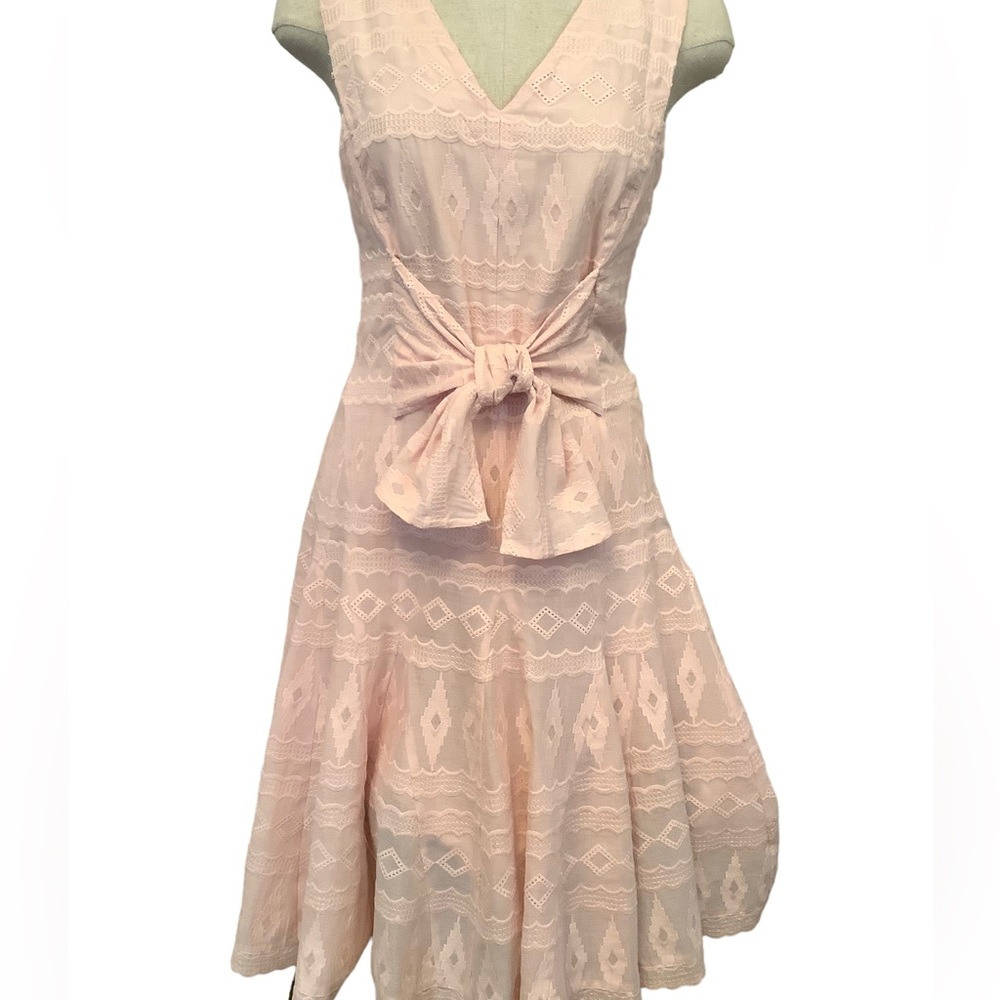 Rebecca Taylor Quartz Pink Embroidered Gauze‎ Cotton Tie Front Sleeveless… - Picture 2 of 13
